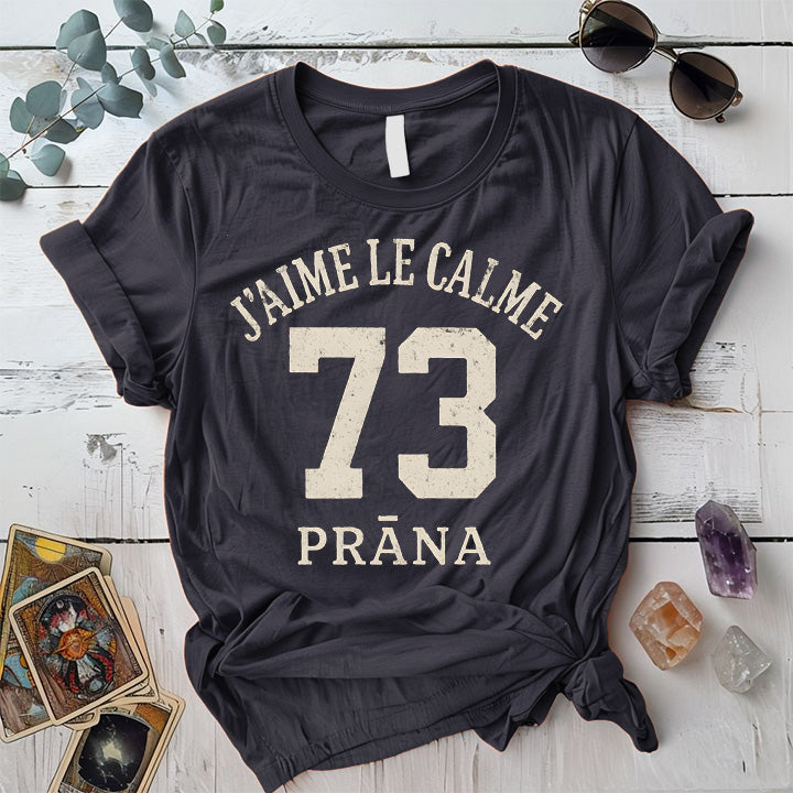 I Love Calm Prana T-Shirt Mockup Dark Heather Grey