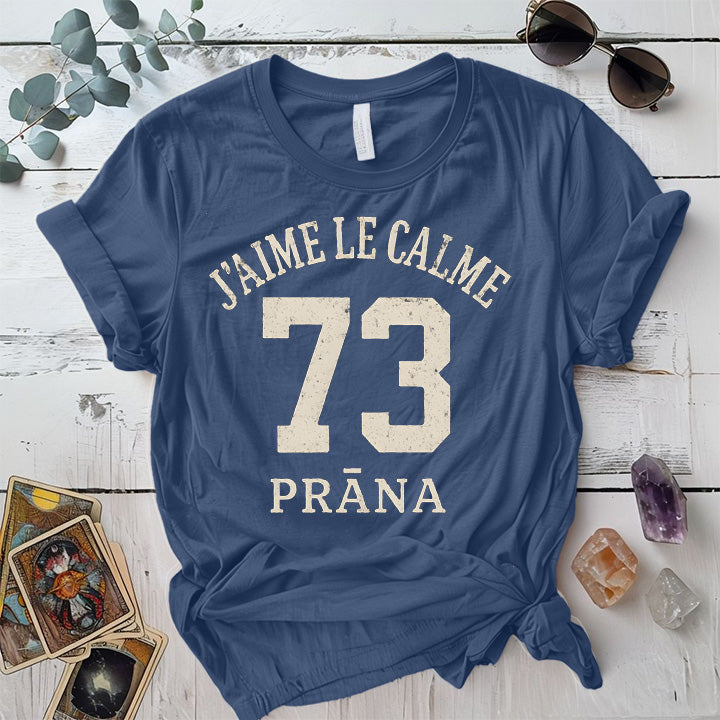 I Love Calm Prana T-Shirt Mockup Indigo Blue