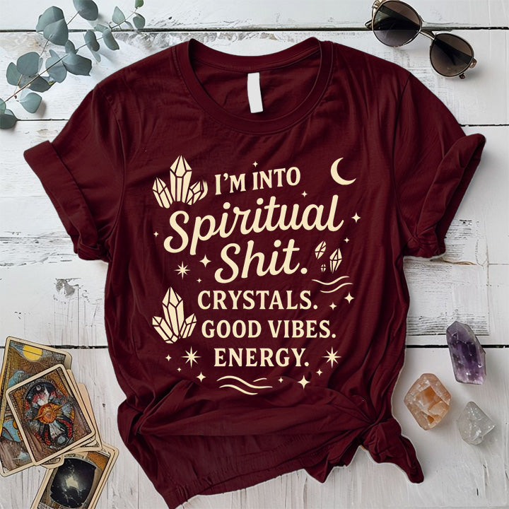 I'm Into Spiritual Shit T-Shirt Mockup Maroon