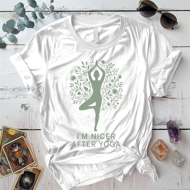 I'm Nicer After Yoga Floral T-Shirt Mockup White