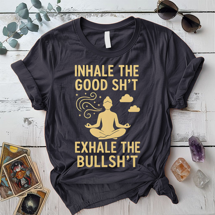 Inhale The Good Shit T-Shirt Mockup Dark Heather Grey