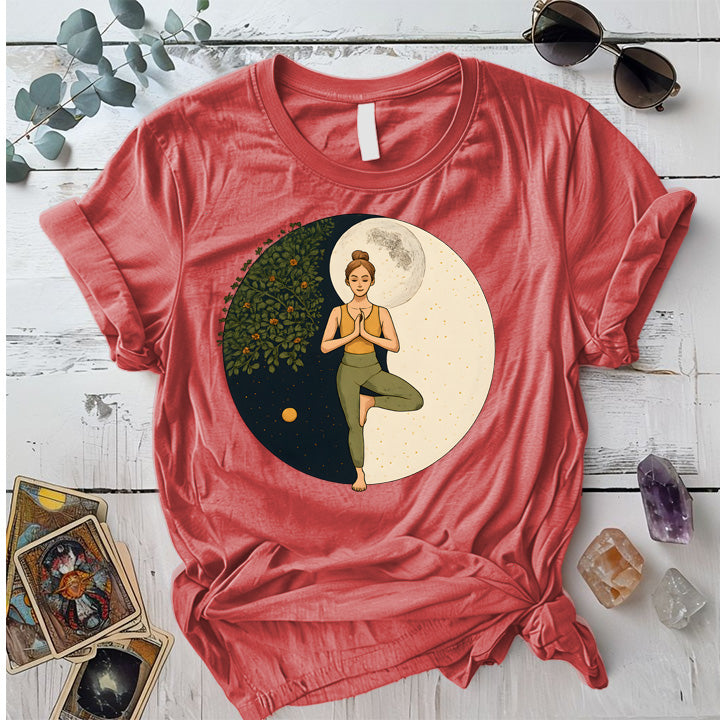 Inner Peace Eclipse T-Shirt Mockup Coral Silk