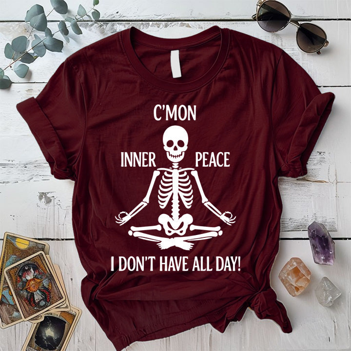 Inner Peace Skeleton T-Shirt Mockup Maroon