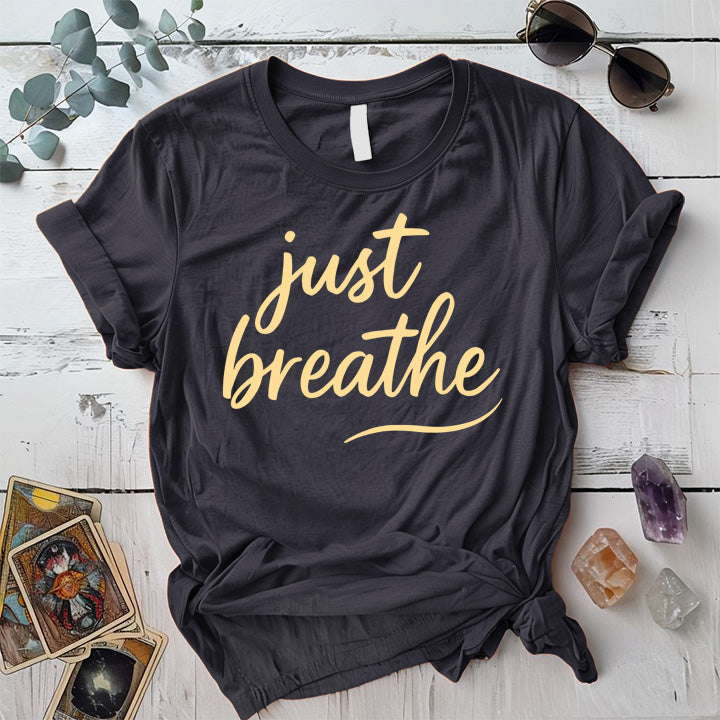 Just Breathe T-Shirt Mockup dark-heather-grey