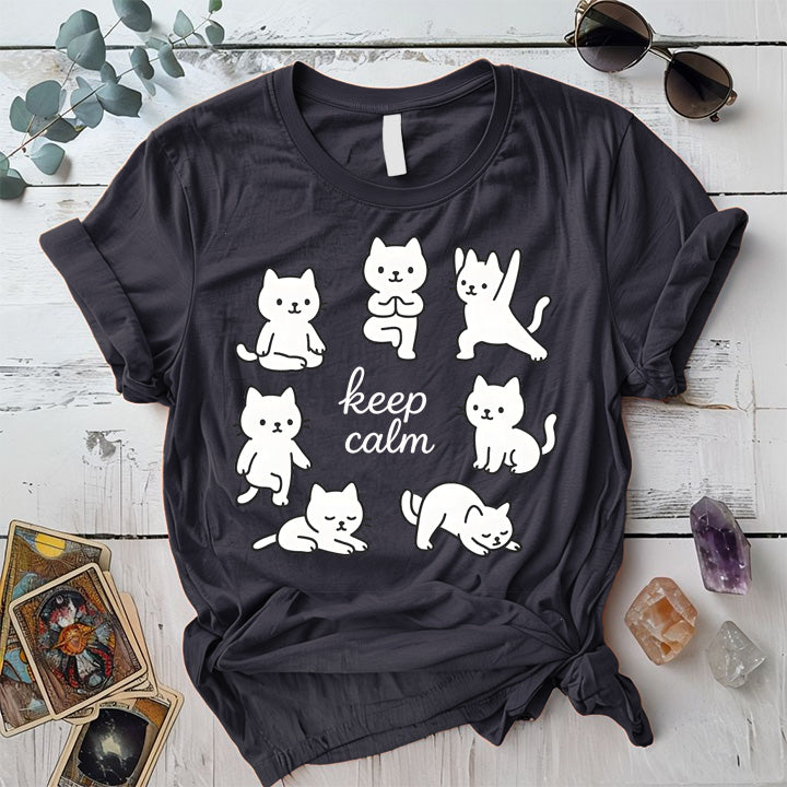 Keep Calm Cats T-Shirt Mockup dark-heather-grey