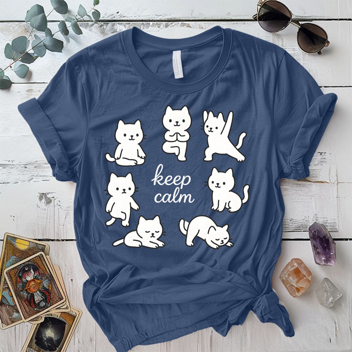 Keep Calm Cats T-Shirt Mockup indigo-blue