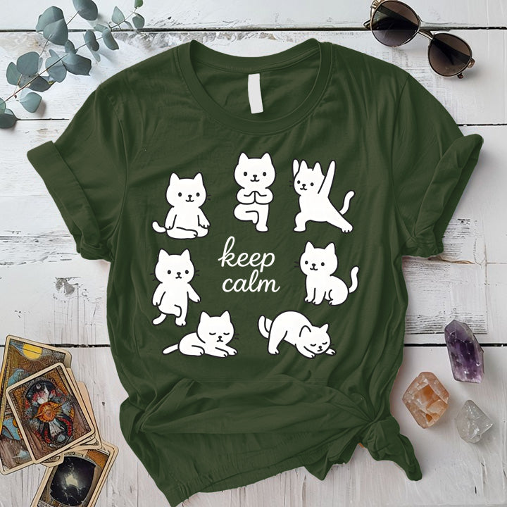 Keep Calm Cats T-Shirt Mockup military-green