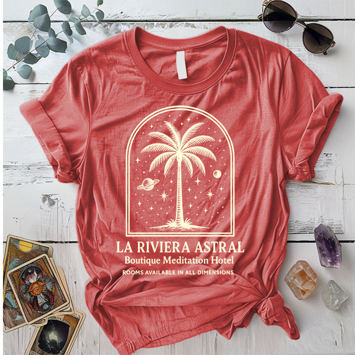 La Riviera Astral T-Shirt Mockup coral-silk