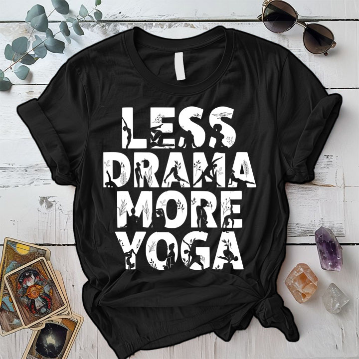 Less Drama More Yoga T-Shirt Mockup black