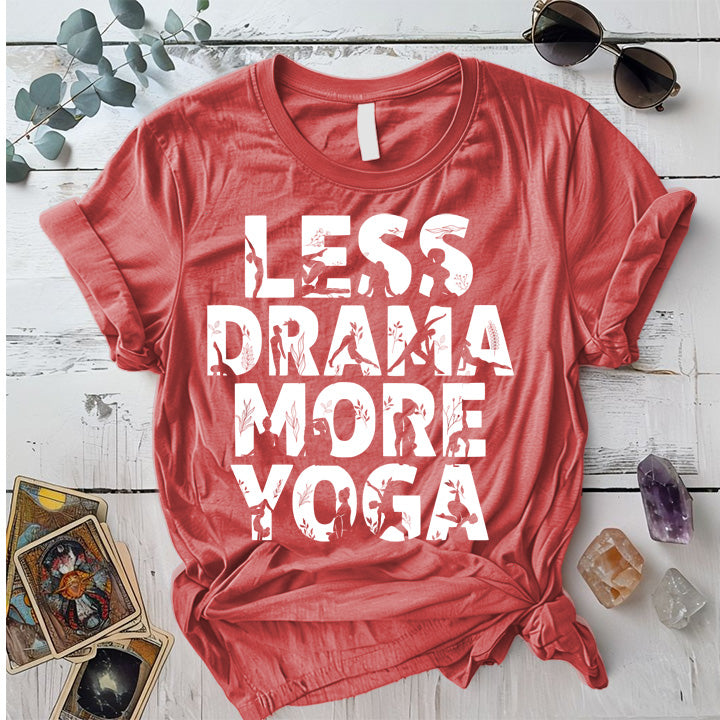 Less Drama More Yoga T-Shirt Mockup coral-silk