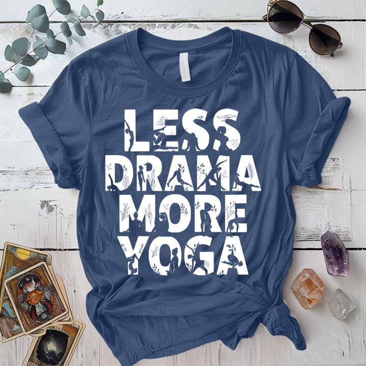 Less Drama More Yoga T-Shirt Mockup indigo-blue