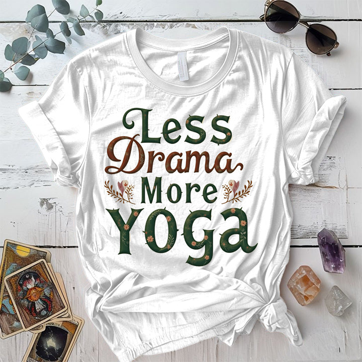 Less Drama More Yoga T-Shirt Mockup White