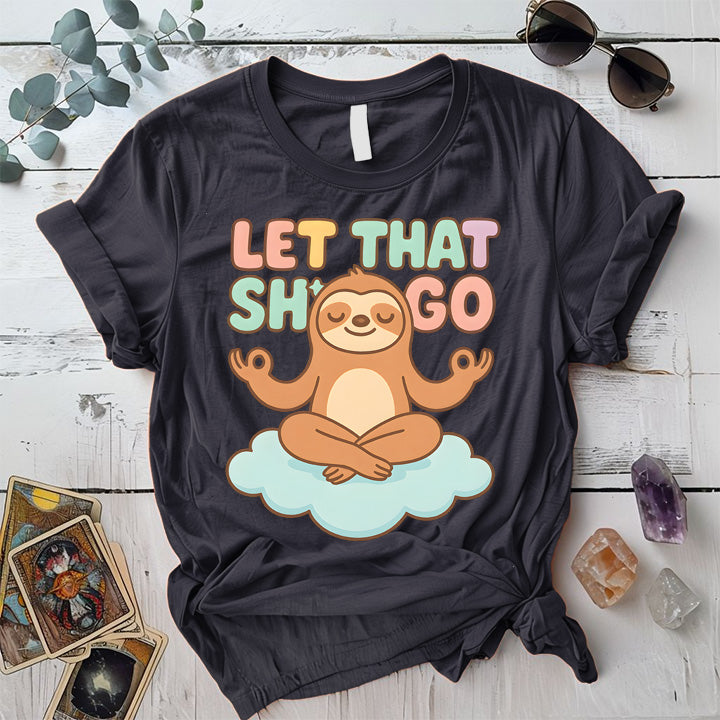 Let That Shit Go Sloth T-Shirt Mockup Dark Heather Grey