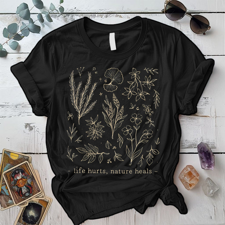 Life Hurt Nature Heals T-Shirt Mockup Black