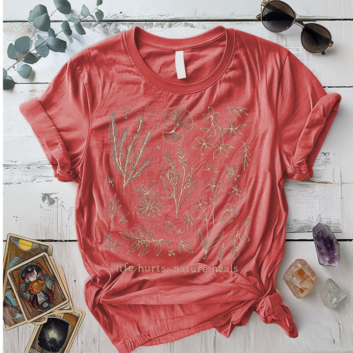 Life Hurt Nature Heals T-Shirt Mockup Indigo Blue