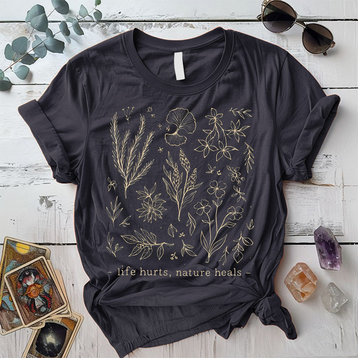 Life Hurt Nature Heals T-Shirt Mockup Coral Silk