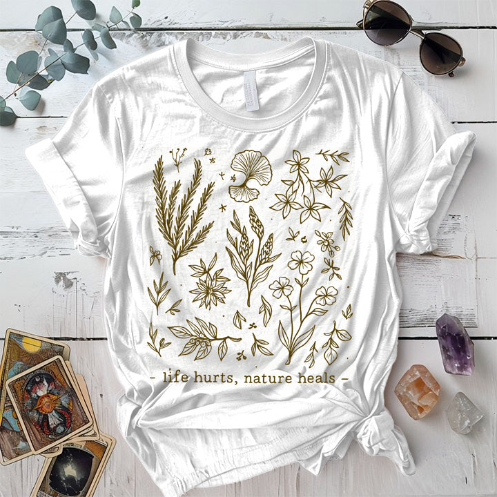Life Hurt Nature Heals T-Shirt Mockup Dark Heather Grey