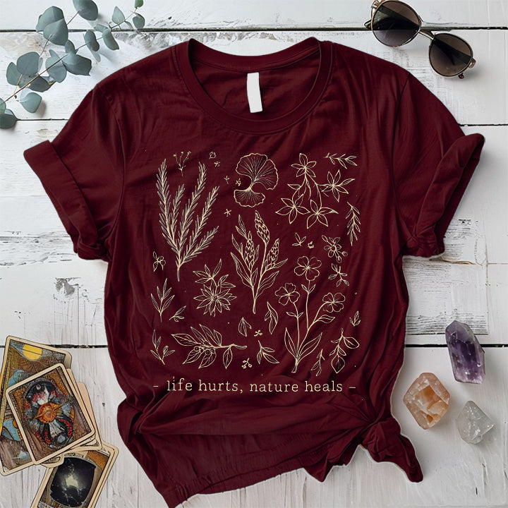 Life Hurt Nature Heals T-Shirt Mockup Military Green
