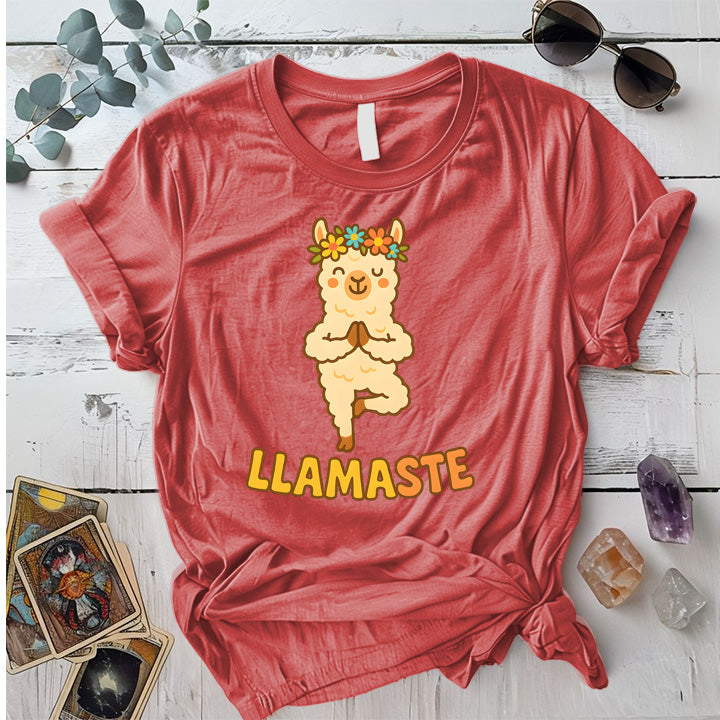 Llamaste T-Shirt Mockup Coral Silk