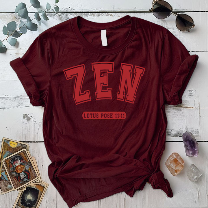 Zen Lotus Pose 11 11 T Shirt Maroon Mockup