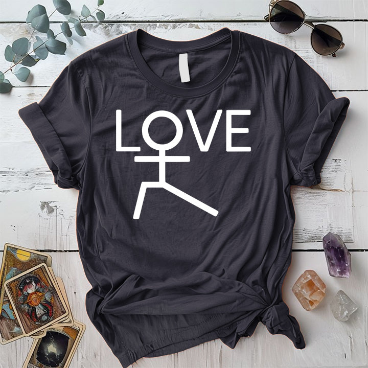 Love Yoga Stick Figure T-Shirt Mockup dark-heather-grey