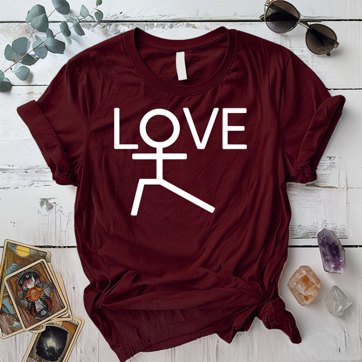 Love Yoga Stick Figure T-Shirt Mockup maroon