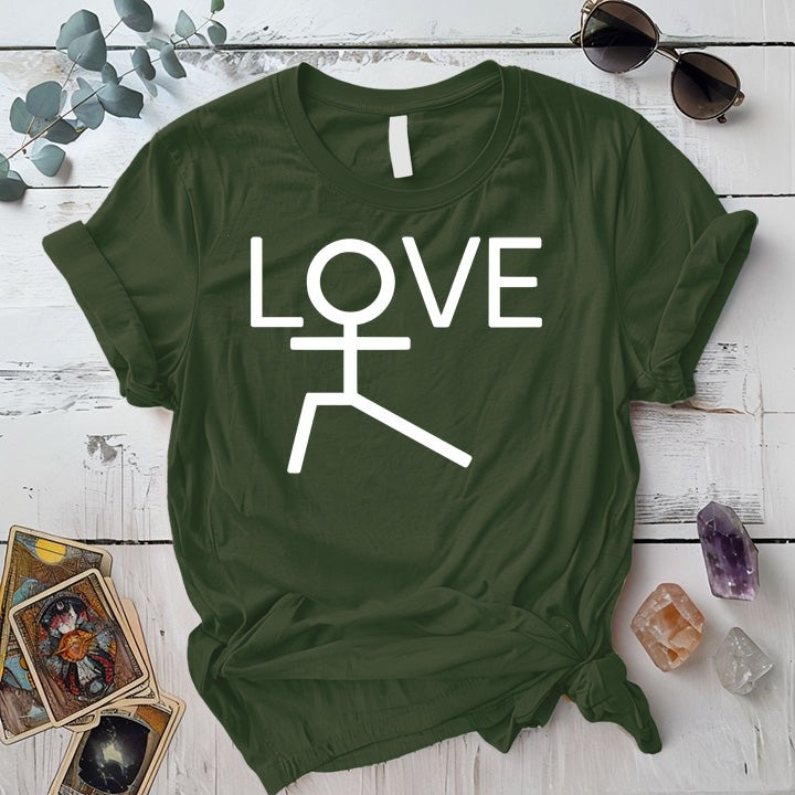 Love Yoga Stick Figure T-Shirt Mockup military-green