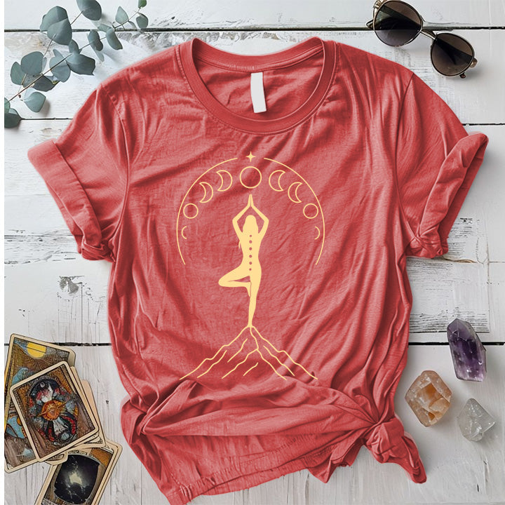 Lunar Goddess Mountain T-Shirt Mockup Coral Silk