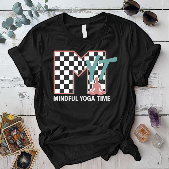 Mindful Yoga Time T-Shirt Mockup Black