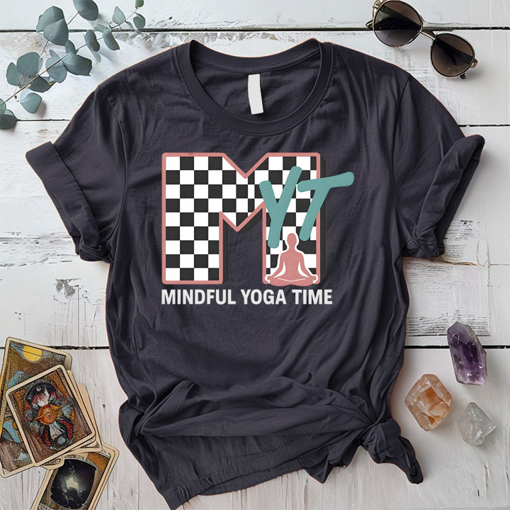 Mindful Yoga Time T-Shirt Mockup Dark Heather Grey