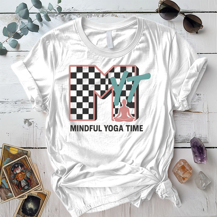 Mindful Yoga Time T-Shirt Mockup White