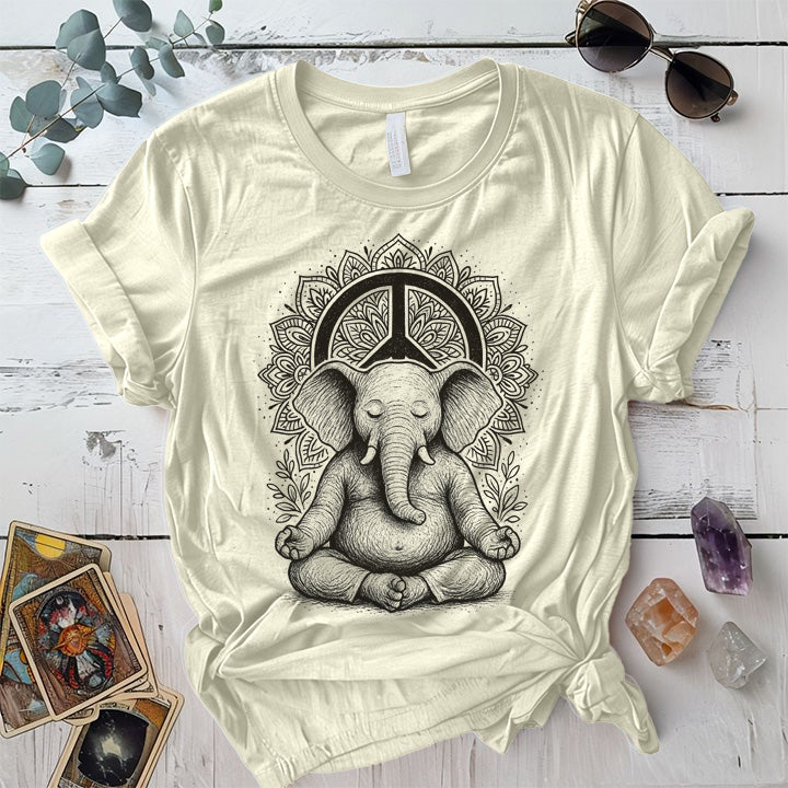 Meditating Elephant Mandala T-Shirt Mockup Natural