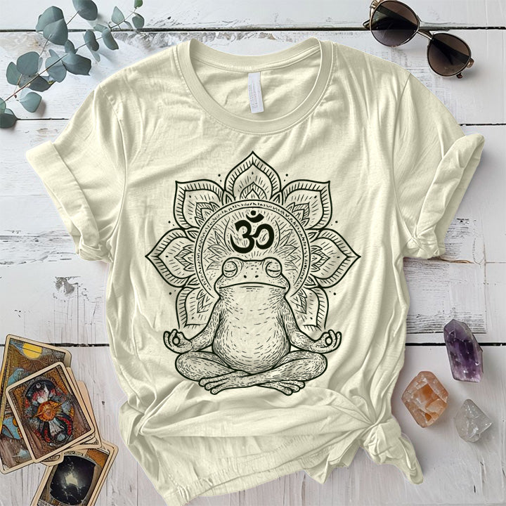 Meditating Frog Mandala T-Shirt Mockup Natural