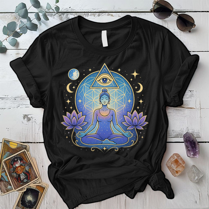 Moon Meditation T-Shirt Mockup Black