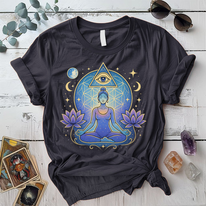 Moon Meditation T-Shirt Mockup Dark Heather Grey