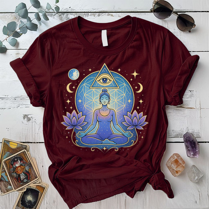 Moon Meditation T-Shirt Mockup Maroon