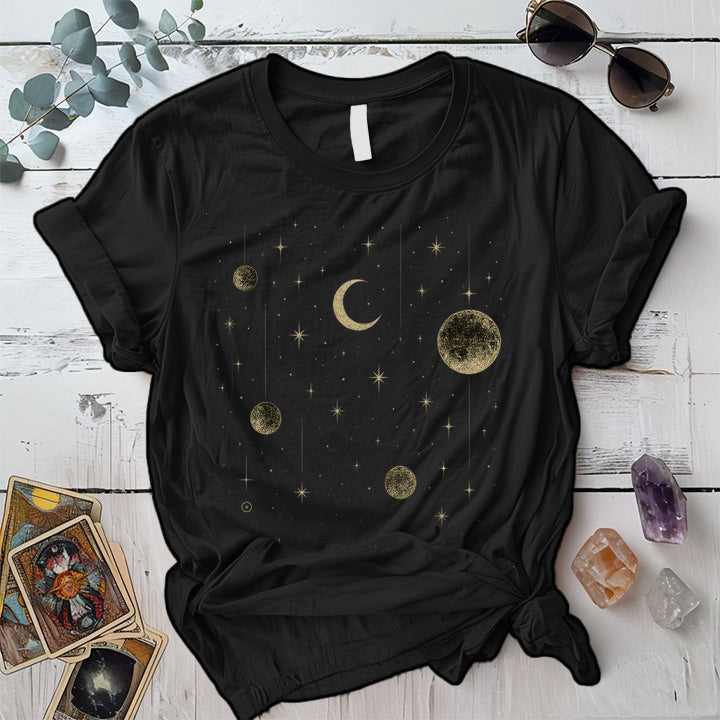 Moons and Stars T-Shirt Mockup Black