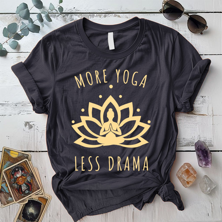 More Yoga Less Drama T-Shirt Mockup Dark Heather Grey