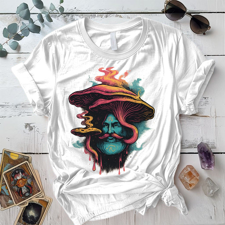 Mushroom Man Face T-Shirt Mockup White