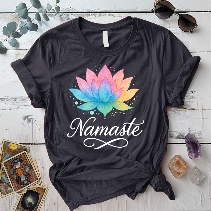 Namaste Watercolor Lotus T-Shirt Mockup Dark Heather Grey