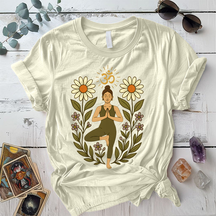 Om Bloom Serenity T-Shirt Mockup Natural