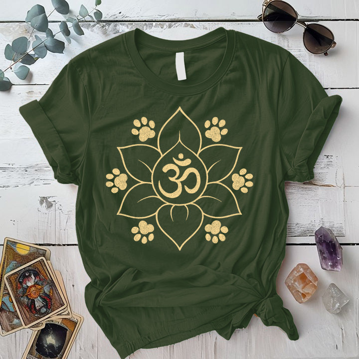 Om Dog Paws T-Shirt Mockup military-green