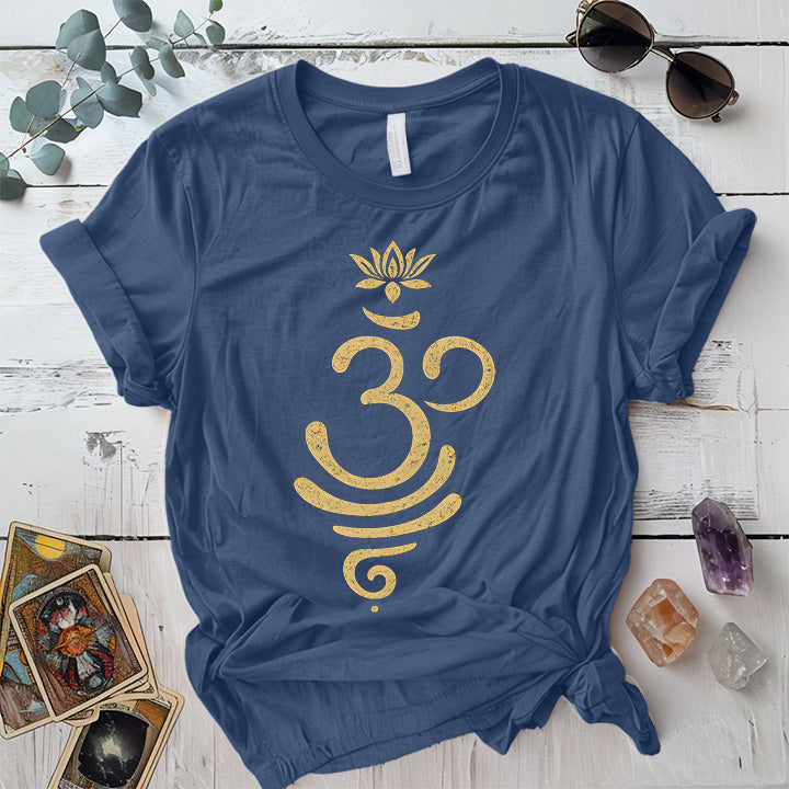 Om Infinity T-Shirt Mockup Indigo Blue