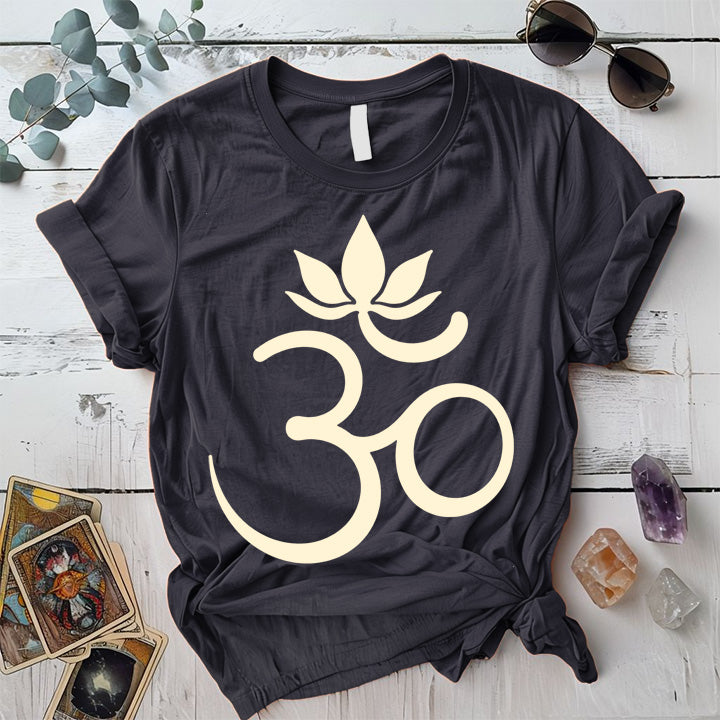 Om Lotus T-Shirt Mockup Indigo Blue