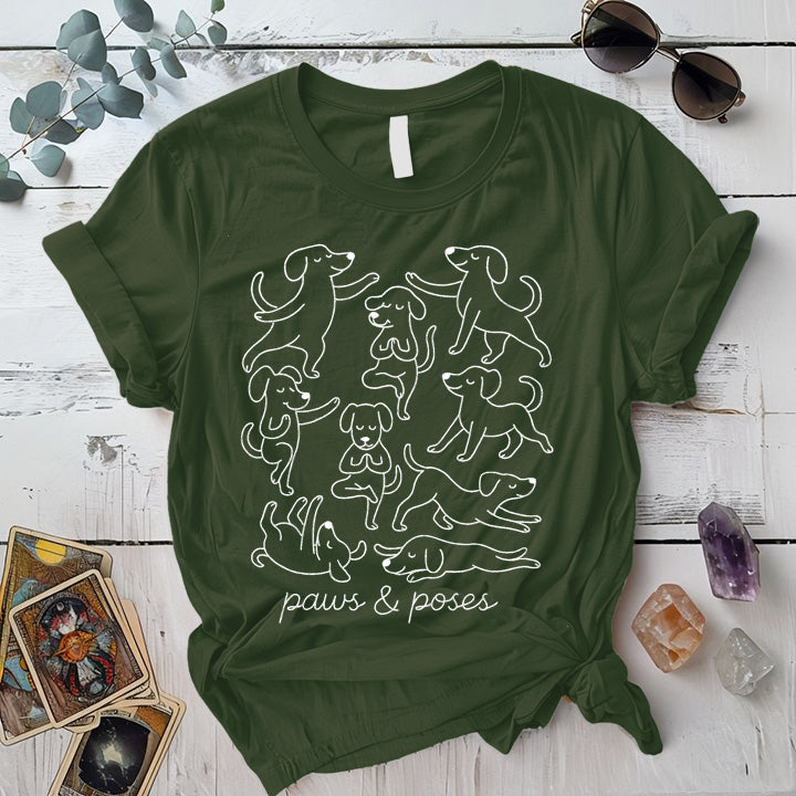 Paws and Poses T-Shirt Mockup military-green
