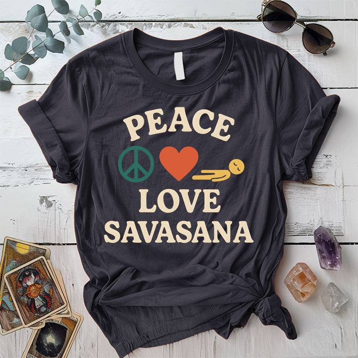 Peace Love Savasana T-Shirt Mockup Dark Heather Grey