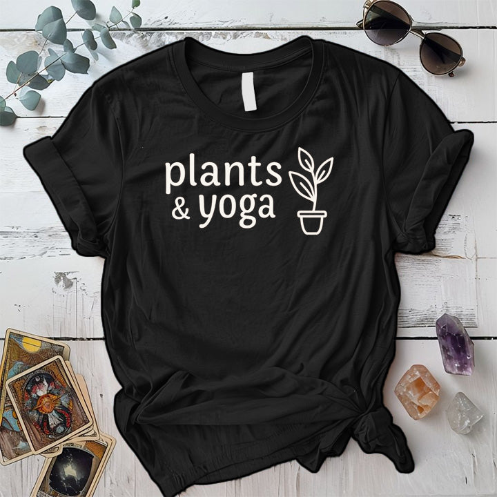 Plants and Yoga T-Shirt Mockup black