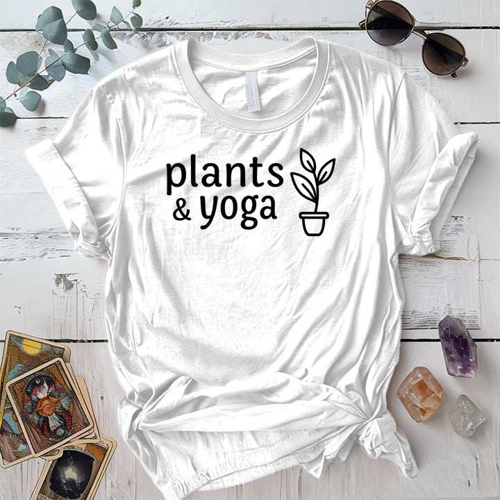 Plants and Yoga T-Shirt Mockup white