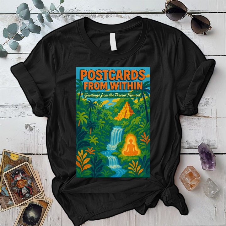 Postcards From Within T-Shirt Mockup Black