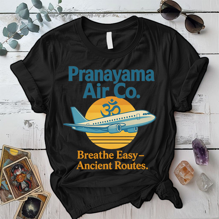 Pranayama Air Co Retro T-Shirt Mockup Black